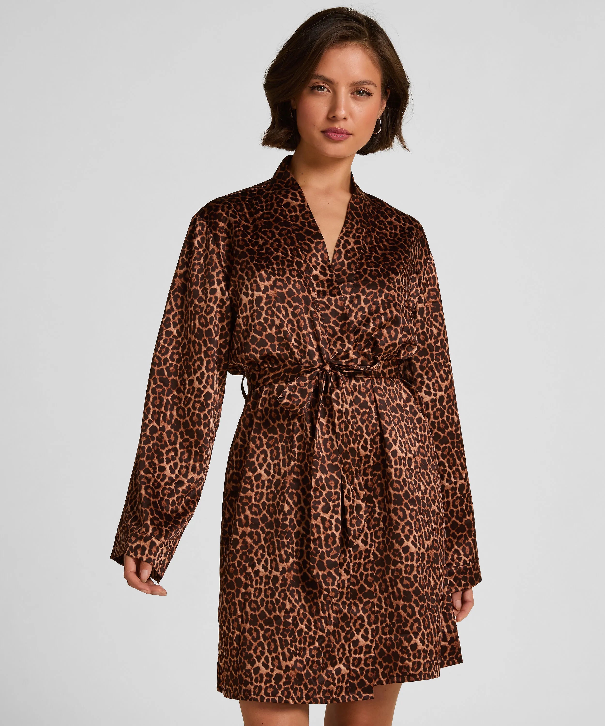 Hunkemoller Black Women Satin Kimono SKU: 305255_Black Image 01