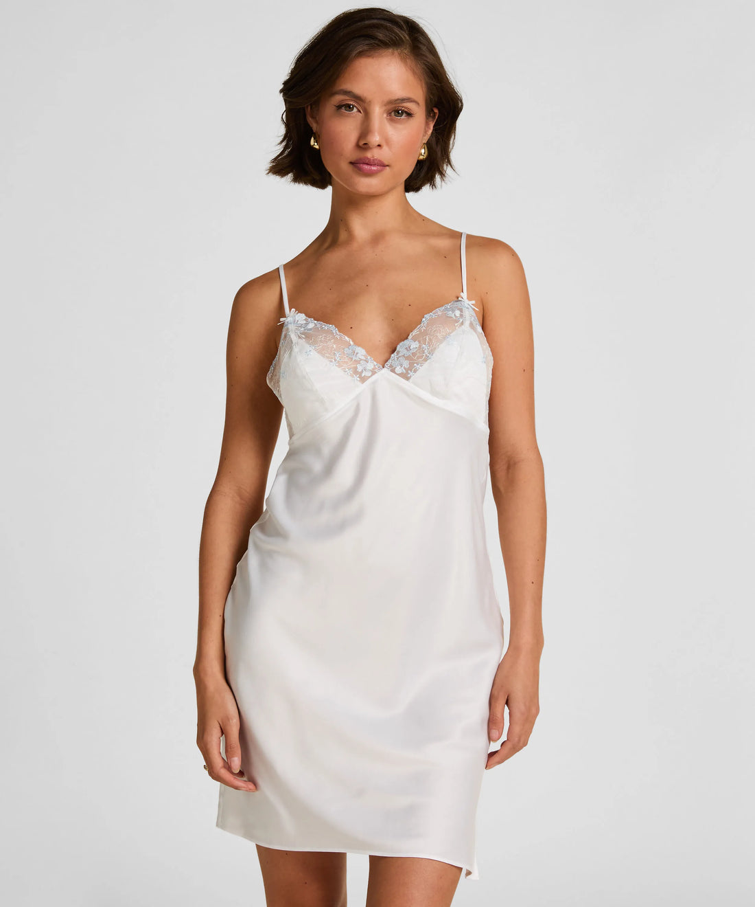 Hunkemoller White Women Peonie Slipdress Satin SKU: 305272_White Image 01