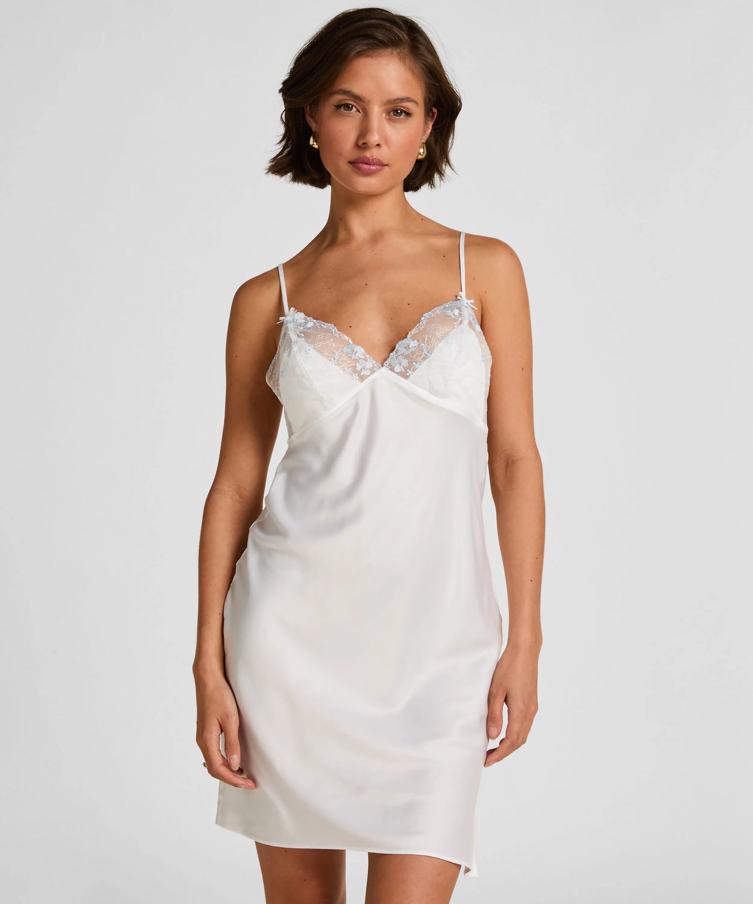 Hunkemoller White Women Peonie Slipdress Satin SKU: 305272_White Image 01