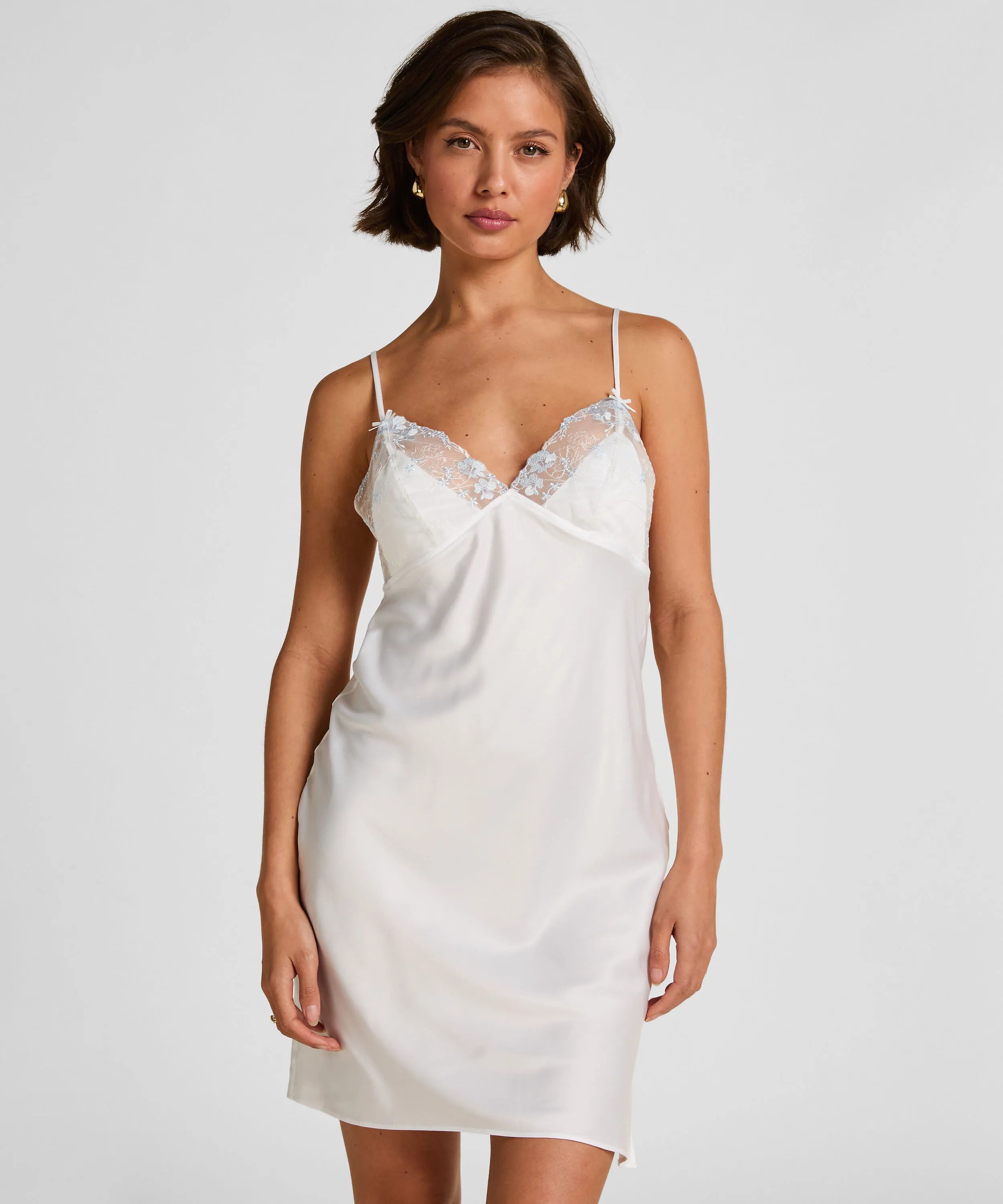 Hunkemoller White Women Peonie Slipdress Satin SKU: 305272_White Image 01