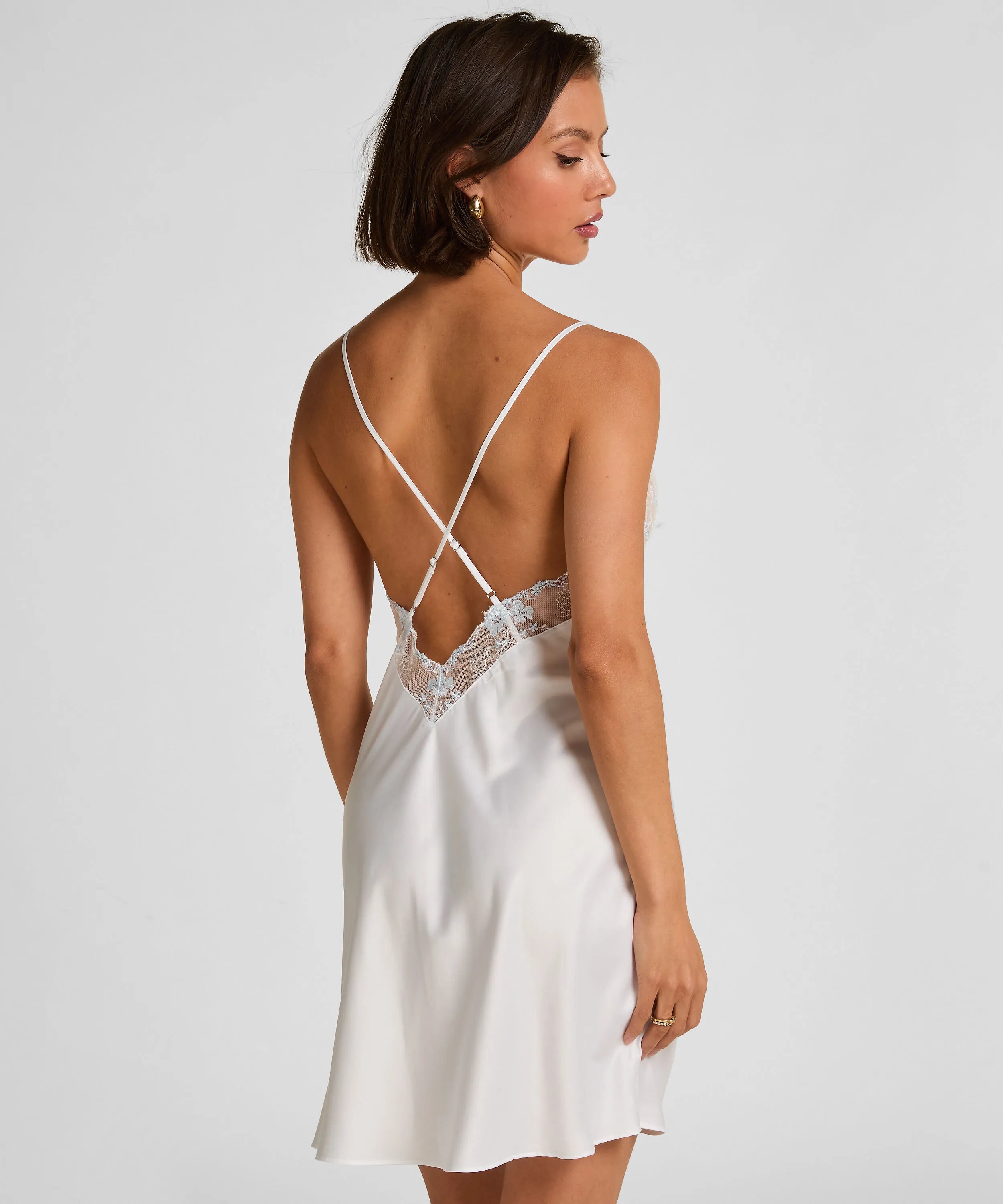 Hunkemoller White Women Peonie Slipdress Satin SKU: 305272_White Image 03