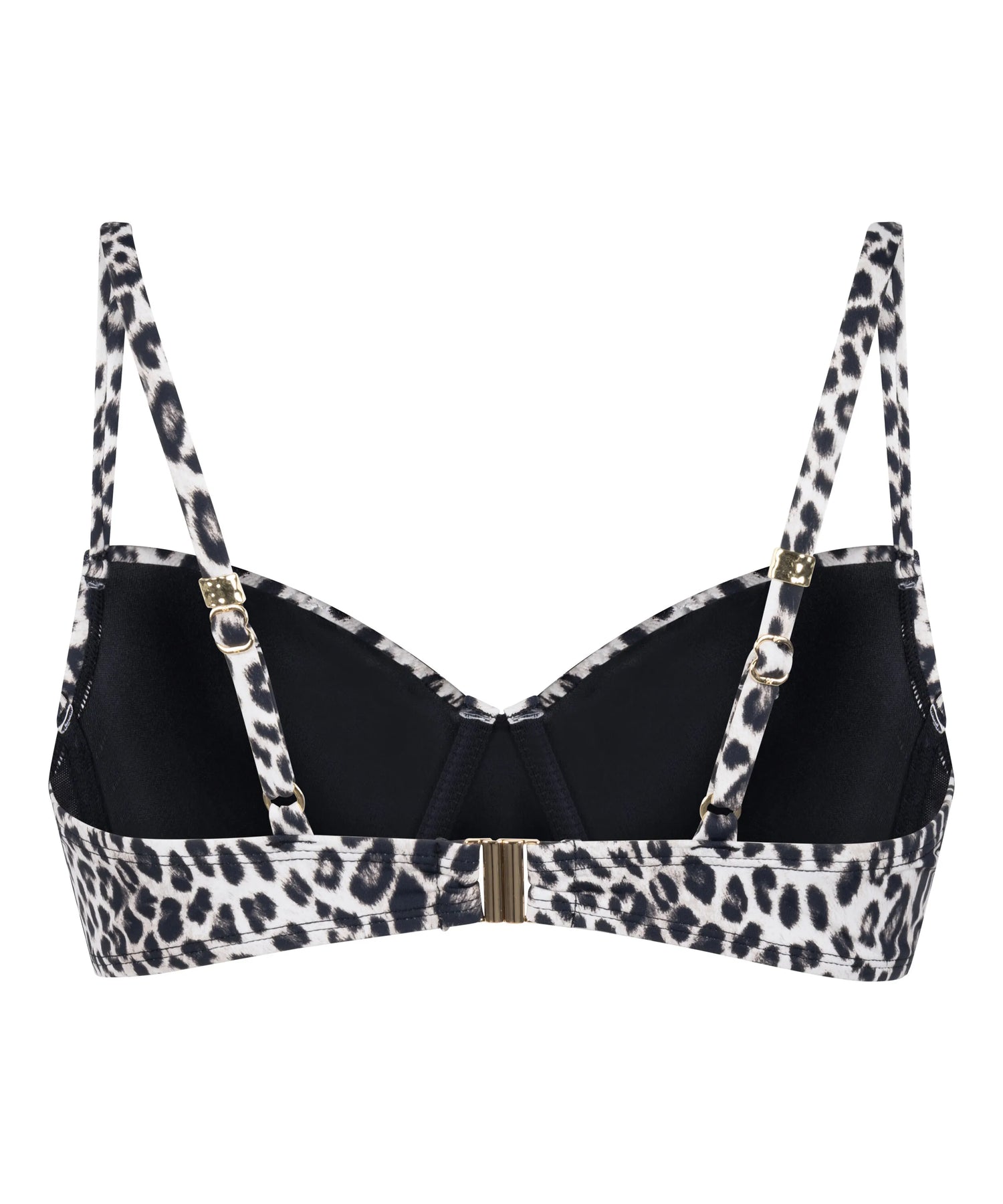 Hunkemoller Black Women Leopard Padded Underwired Bikini Top SKU: 305385_Black Image 06