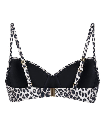 Hunkemoller Black Women Leopard Padded Underwired Bikini Top SKU: 305385_Black Image 06