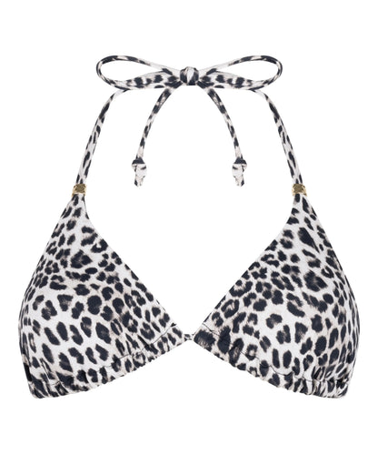 Hunkemoller Black Women Leopard Triangle Bikini Top SKU: 305386_Black Image 05