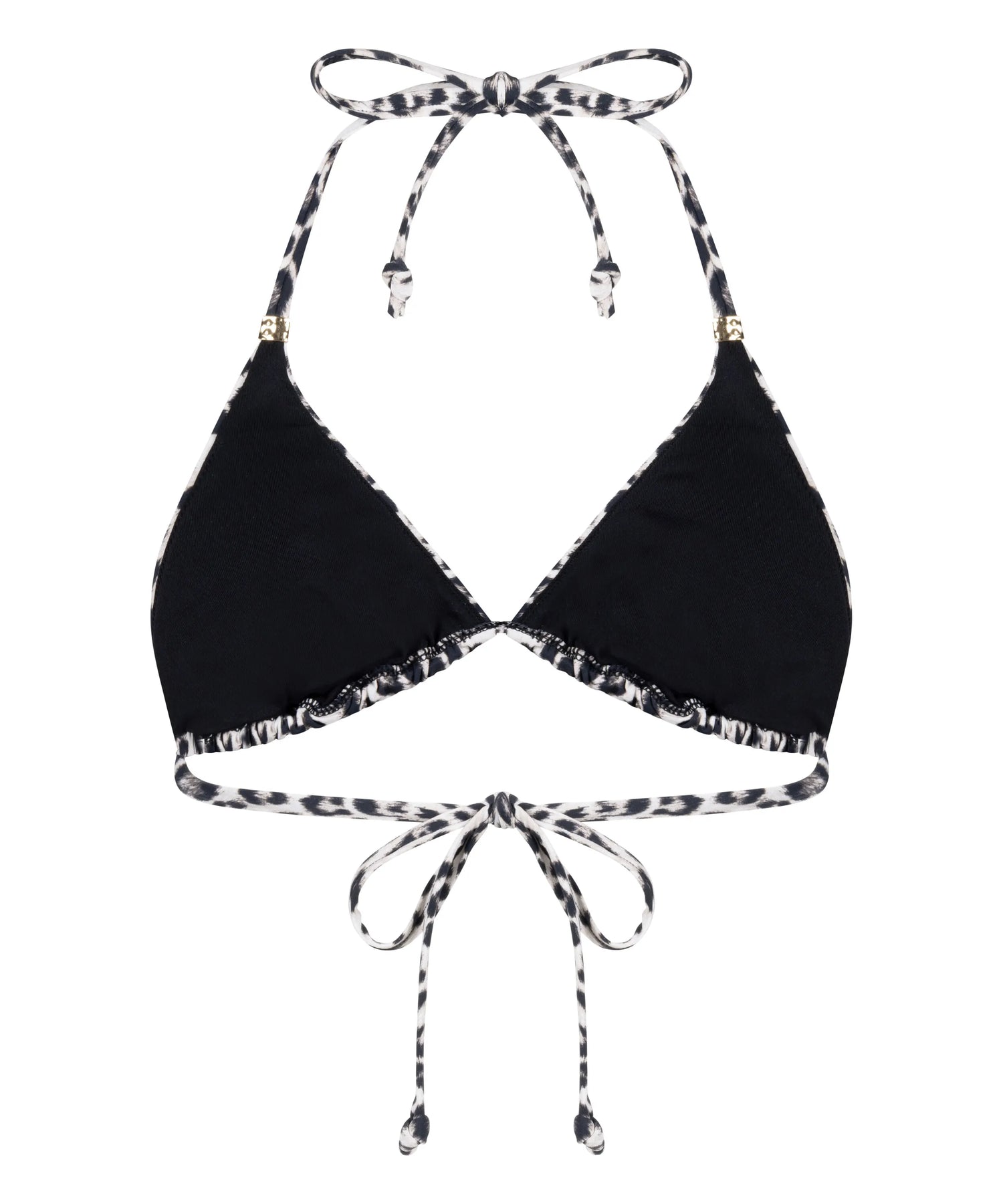 Hunkemoller Black Women Leopard Triangle Bikini Top SKU: 305386_Black Image 06