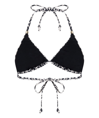 Hunkemoller Black Women Leopard Triangle Bikini Top SKU: 305386_Black Image 06