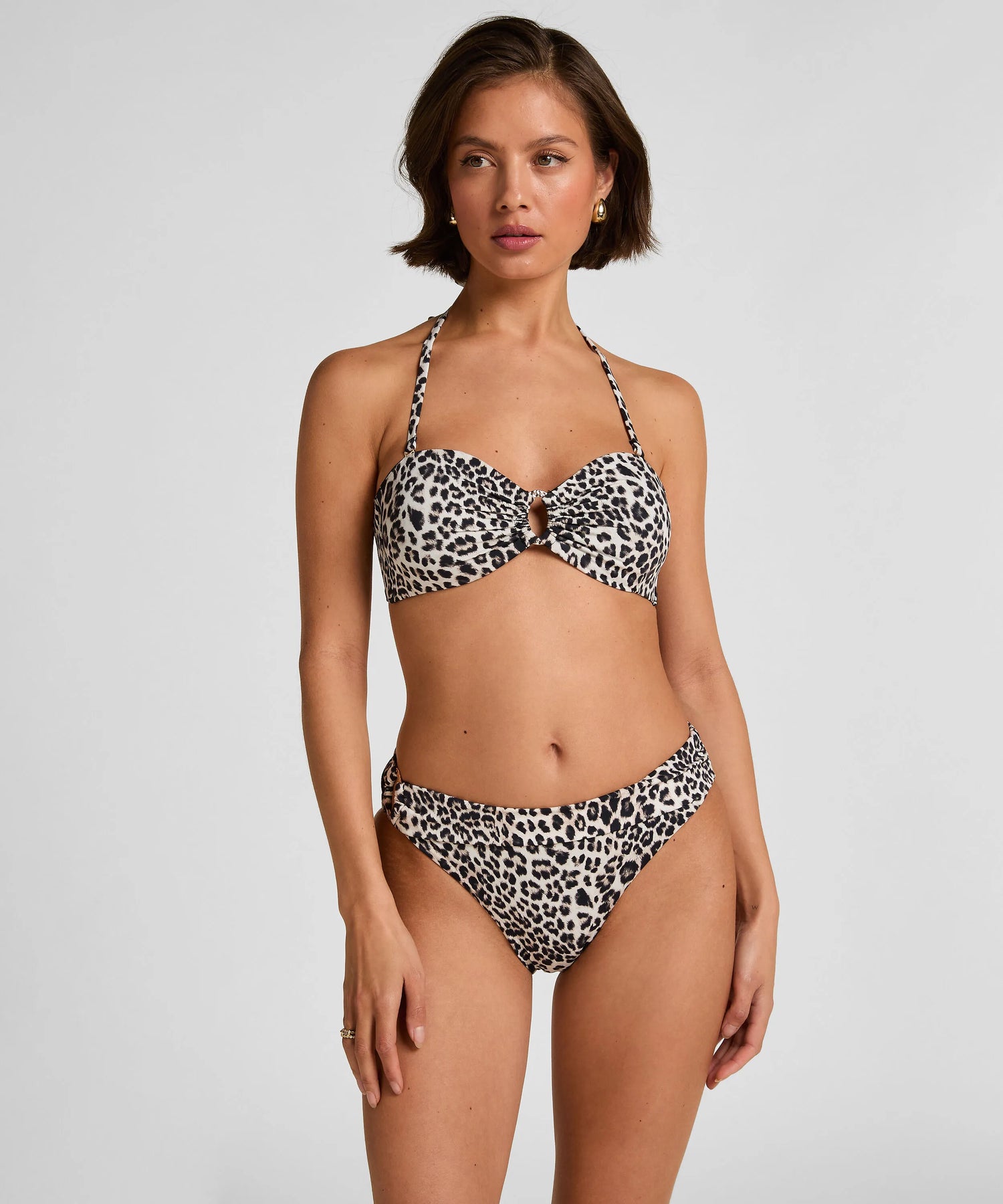 Hunkemoller Black Women Leopard Bikini Bottom SKU: 305413_Black Image 01