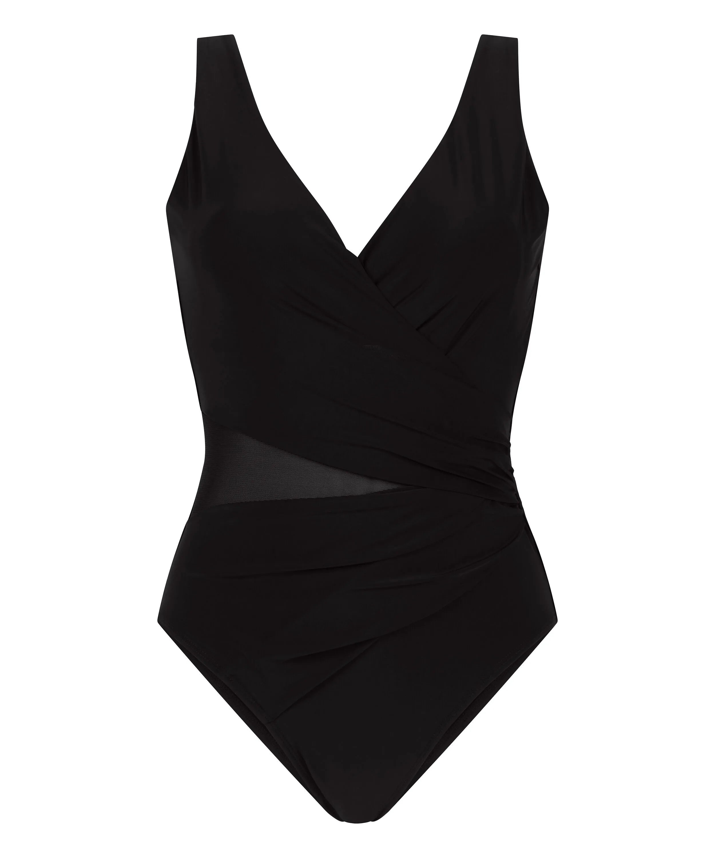 Hunkemoller Black Women Shaping Shell Mesh Swimsuit SKU: 305448_Black Image 04