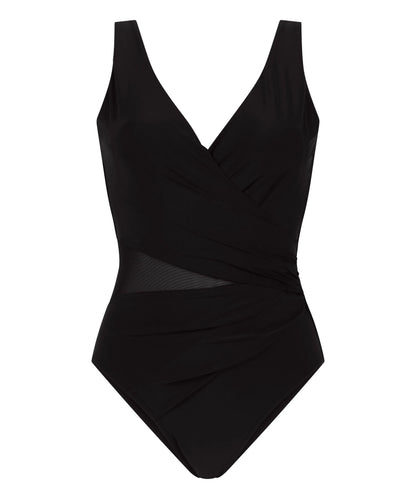 Hunkemoller Black Women Shaping Shell Mesh Swimsuit SKU: 305448_Black Image 04