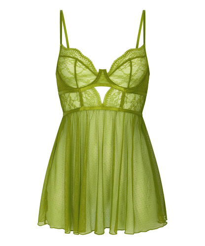 Hunkemoller Lima Bean Green Women Isabelle Babydoll in Different Cup Sizes SKU: 305693_Lima Bean Green Image 04