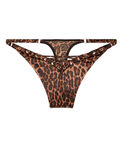Hunkemoller Chocolate Torte Women Highleg Thong Quinn SKU: 305787_Chocolate Torte Image 04