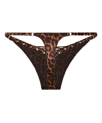 Hunkemoller Chocolate Torte Women Highleg Thong Quinn SKU: 305787_Chocolate Torte Image 05