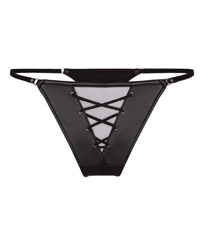 Hunkemoller Caviar Women Highleg Thong Sam SKU: 305912_Caviar Image 04