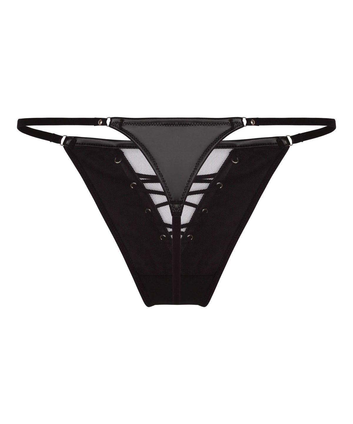 Hunkemoller Caviar Women Highleg Thong Sam SKU: 305912_Caviar Image 05