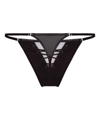 Hunkemoller Caviar Women Highleg Thong Sam SKU: 305912_Caviar Image 05