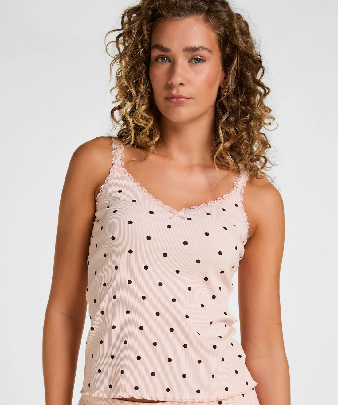 Hunkemoller Lotus Women Singlet Rib Jersey Lace SKU: 306096_Lotus Image 01