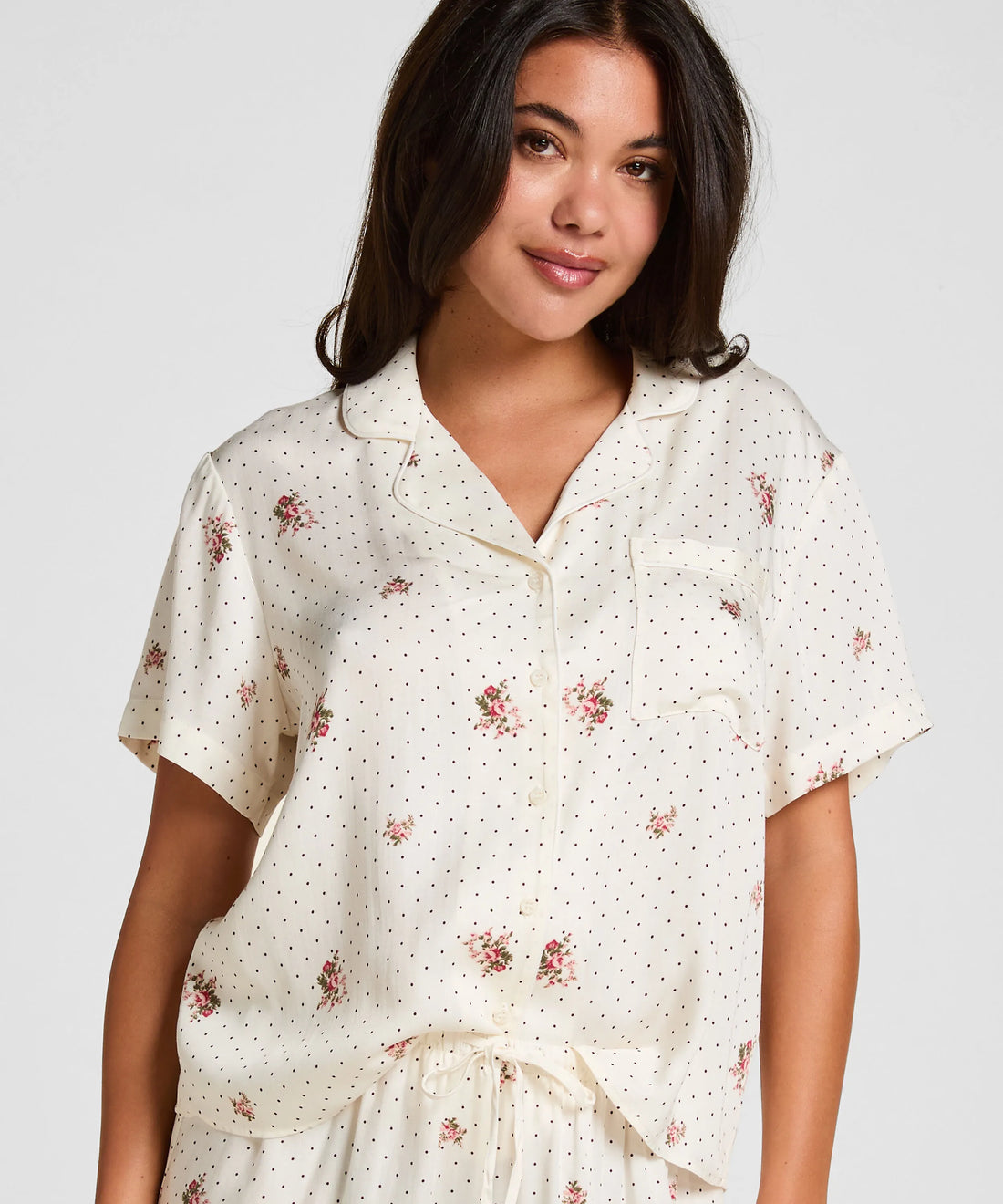 Hunkemoller Gardenia Women Pyjama Jacket Satin SKU: 306098_Gardenia Image 01