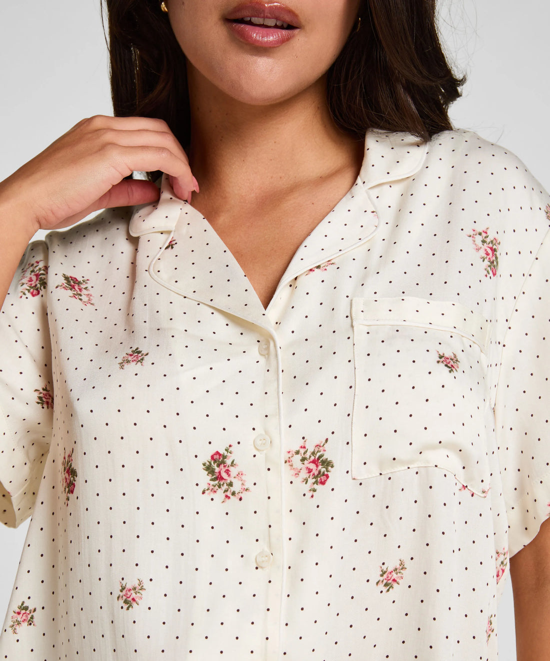 Hunkemoller Gardenia Women Pyjama Jacket Satin SKU: 306098_Gardenia Image 02