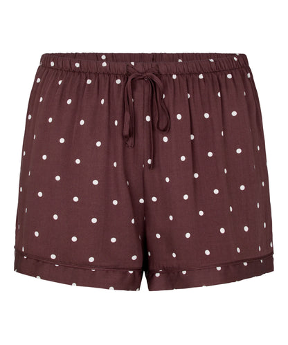 Hunkemoller Deep Mahogany Women Pyjama Short Satin SKU: 306100_Deep Mahogany Image 04