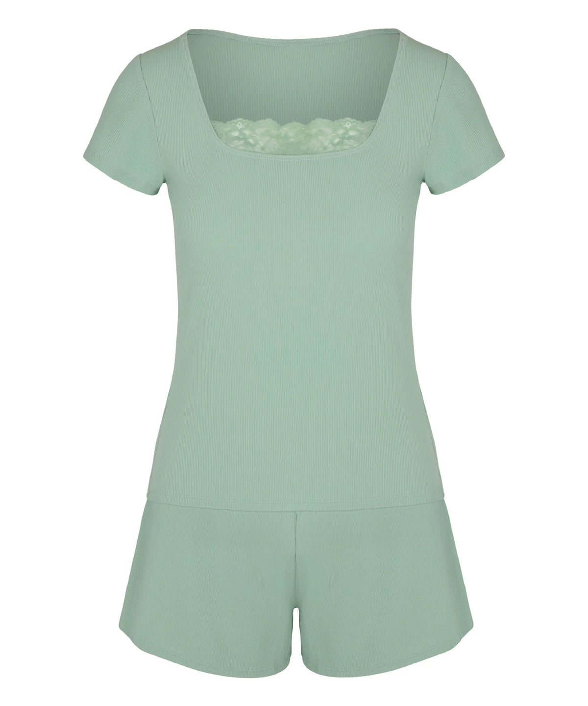 Hunkemoller Frosty Green Women Pyjama Set SKU: 306105_Frosty Green Image 04