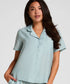 Hunkemoller Hkm Blue Women Pyjama Jacket Crinkled SKU: 306119_Hkm Blue Image 01