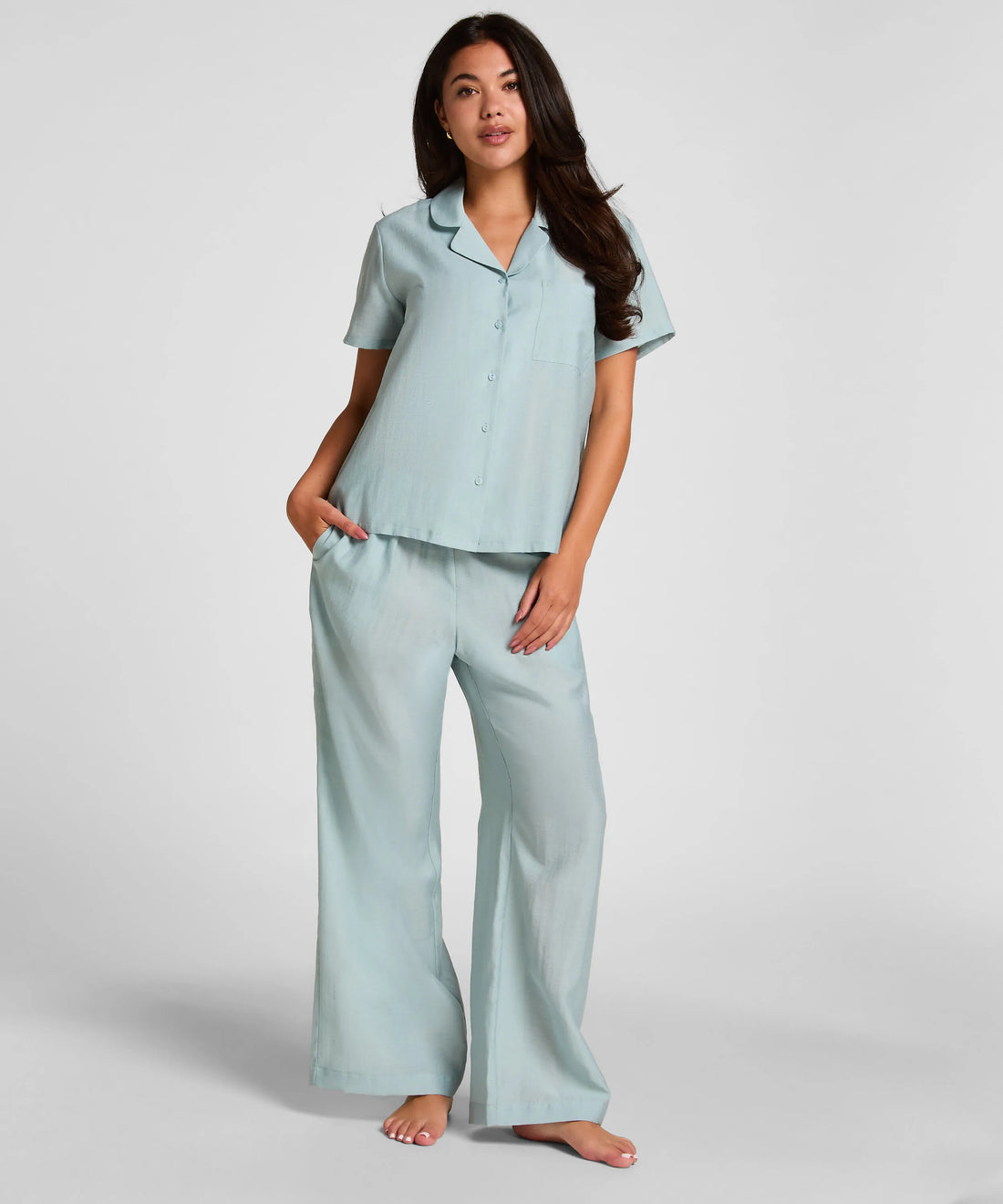 Hunkemoller Hkm Blue Women Pyjama Pant Crinkled SKU: 306121_Hkm Blue Image 01