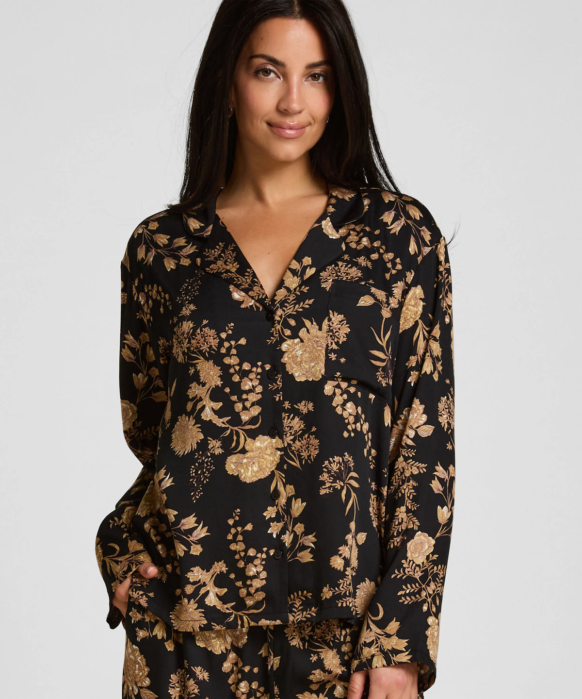 Hunkemoller Caviar Women Jacket Woven Print SKU: 306129_Caviar Image 01