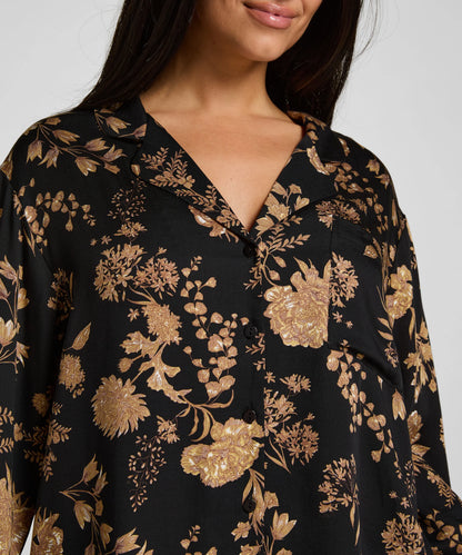 Hunkemoller Caviar Women Jacket Woven Print SKU: 306129_Caviar Image 02