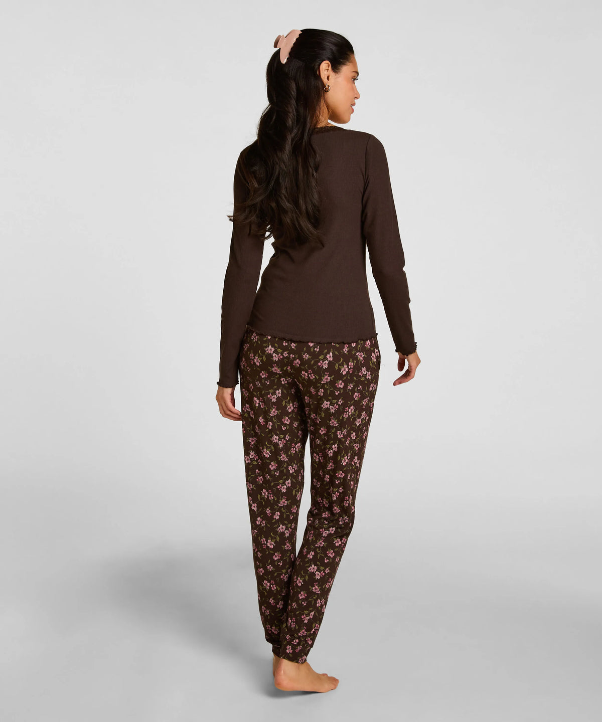 Hunkemoller Black Coffee Women Jersey Pyjama Pants SKU: 306144_Black Coffee Image 03