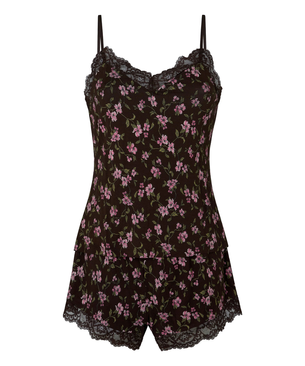 Hunkemoller Black Coffee Women Pyjama Set Nana SKU: 306147_Black Coffee Image 04