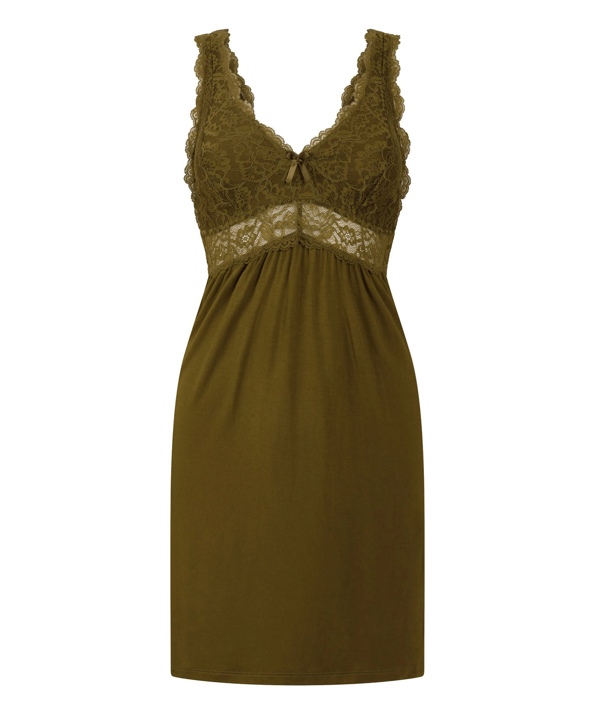Hunkemoller Dark Olive Women Nora Lace Slip Dress SKU: 306152_Dark Olive Image 04