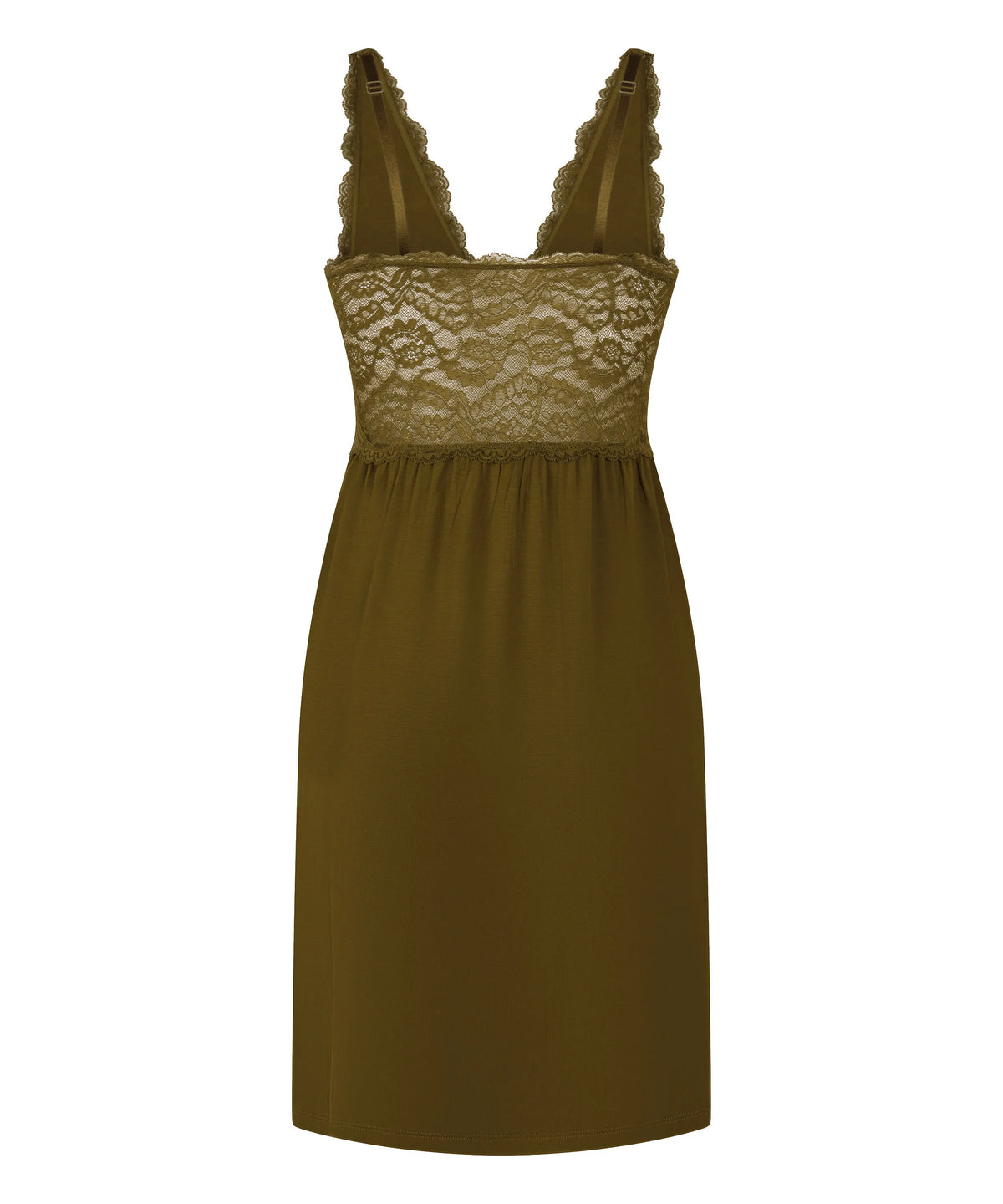 Hunkemoller Dark Olive Women Nora Lace Slip Dress SKU: 306152_Dark Olive Image 05