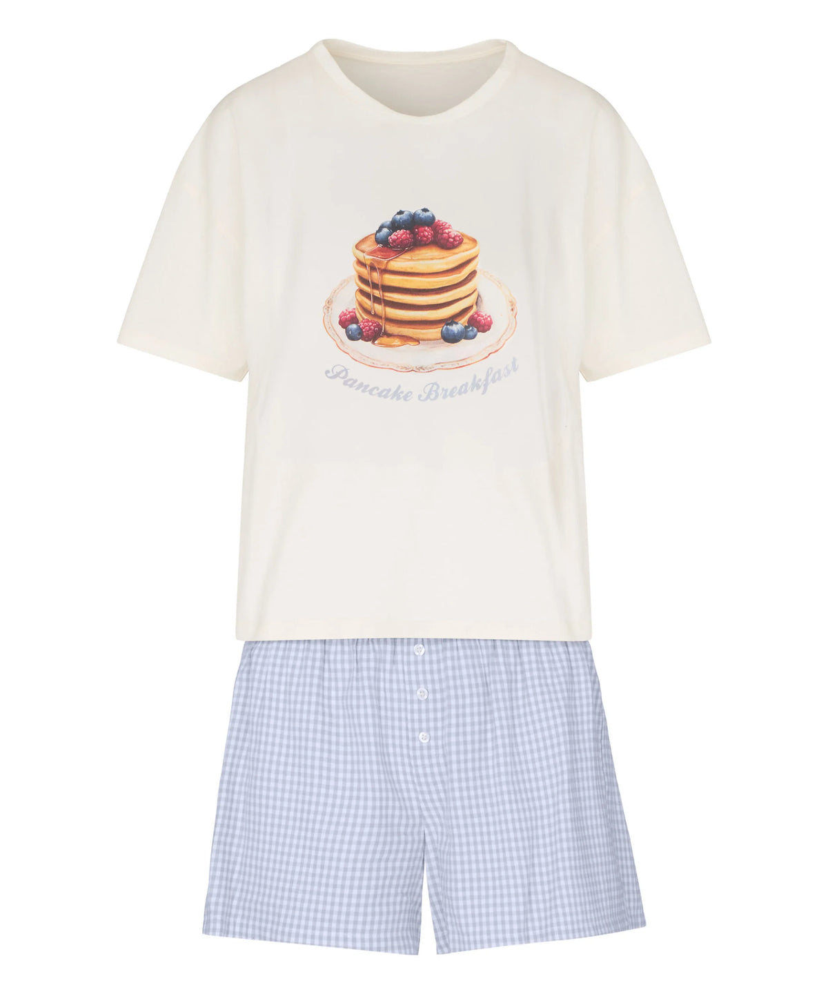 Hunkemoller Gardenia Women Pyjama Set with Short And T-Shirt SKU: 306153_Gardenia Image 05