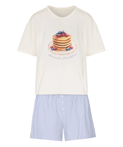 Hunkemoller Gardenia Women Pyjama Set with Short And T-Shirt SKU: 306153_Gardenia Image 05