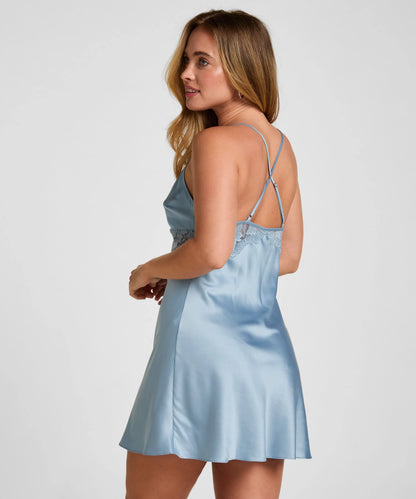 Hunkemoller Ashley Blue Women Slipdress Viktoria SKU: 306160_Ashley Blue Image 04