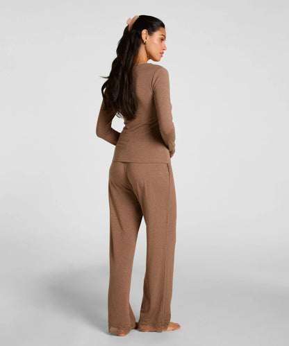 Hunkemoller Oatmeal Melee Women Pyjama Set Nana SKU: 306166_Oatmeal Melee Image 03