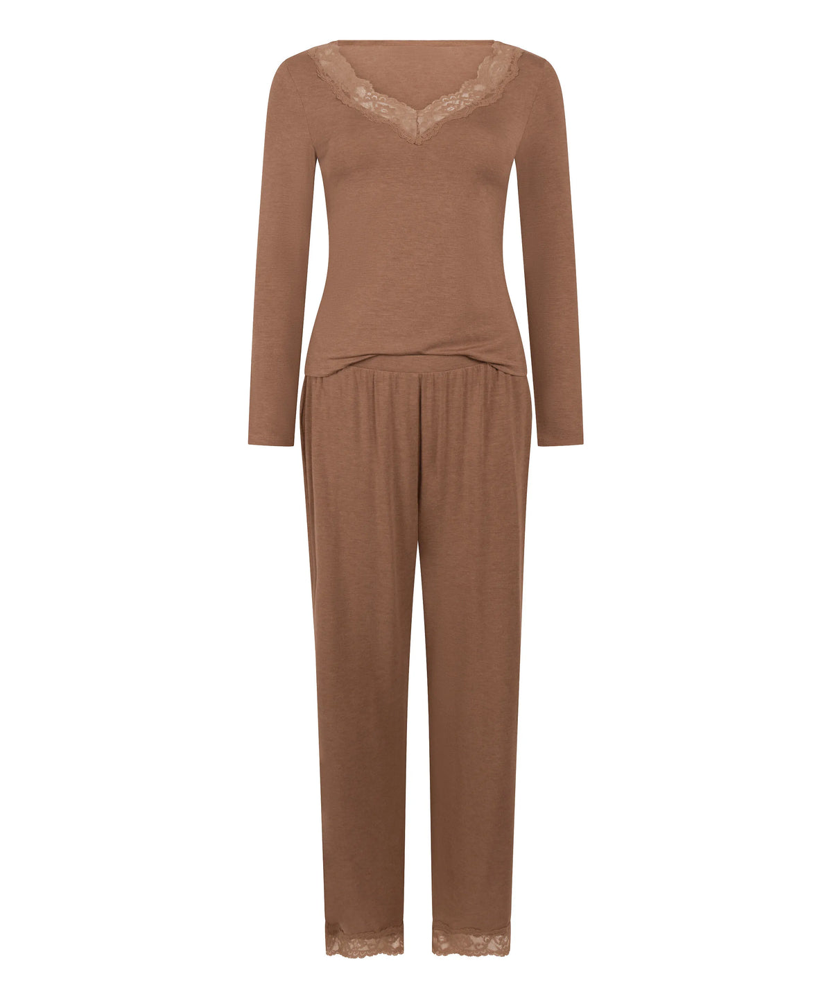 Hunkemoller Oatmeal Melee Women Pyjama Set Nana SKU: 306166_Oatmeal Melee Image 04