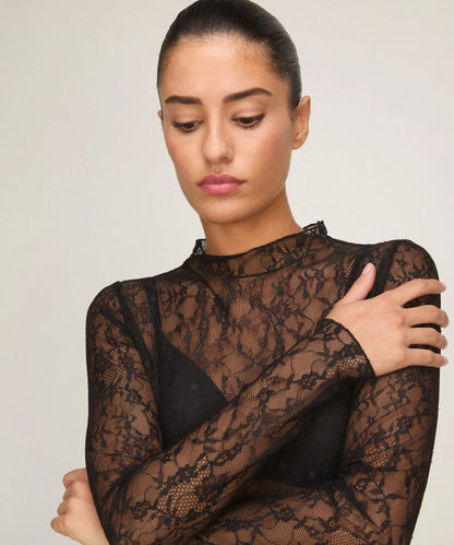 Hunkemoller Caviar Women Slipdress Allover Lace SKU: 306175_Caviar Image 05
