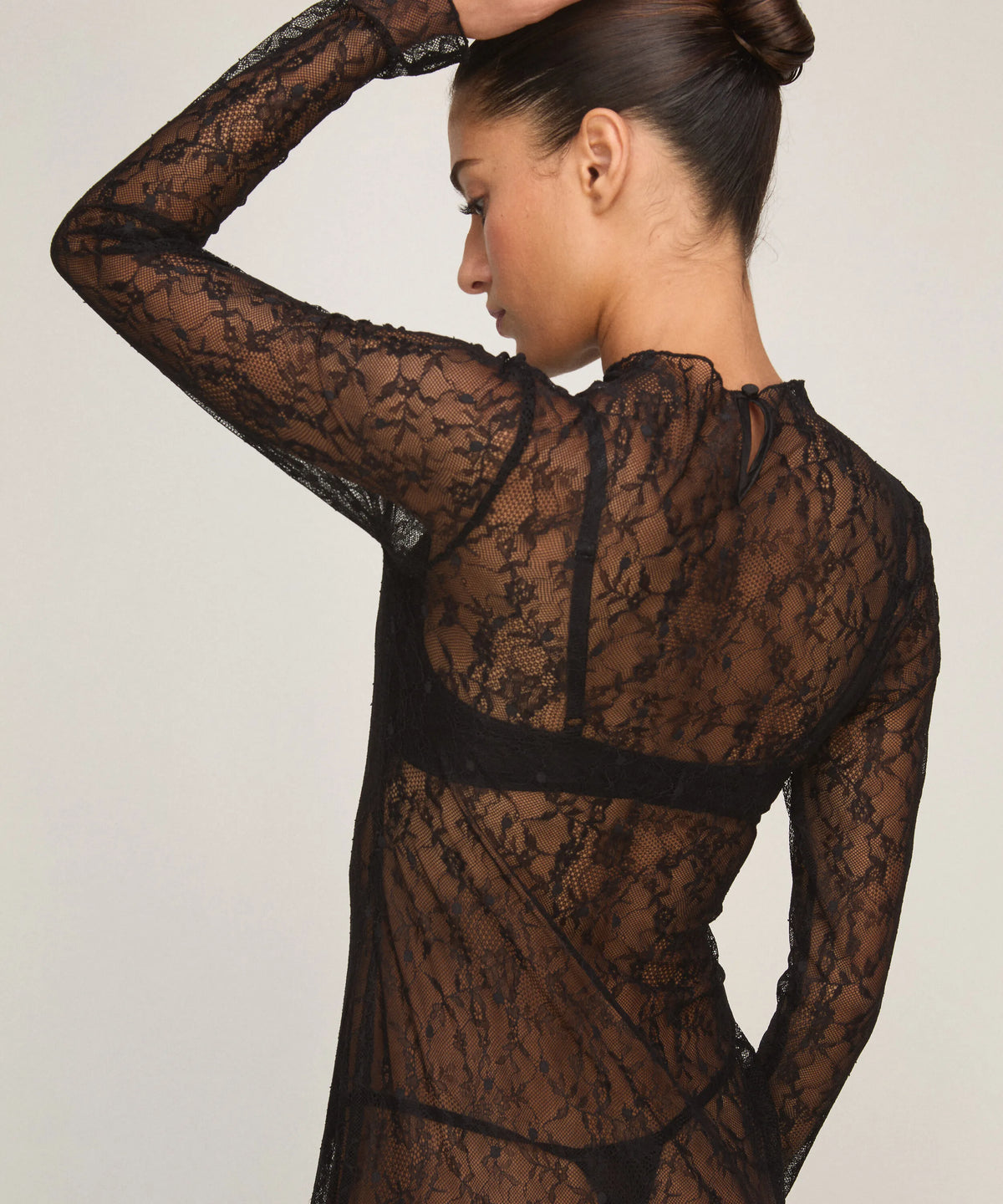 Hunkemoller Caviar Women Slipdress Allover Lace SKU: 306175_Caviar Image 06