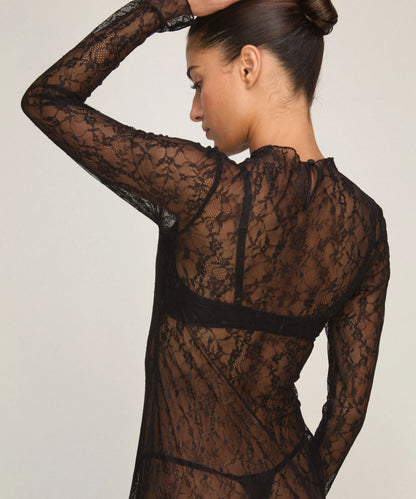 Hunkemoller Caviar Women Slipdress Allover Lace SKU: 306175_Caviar Image 06