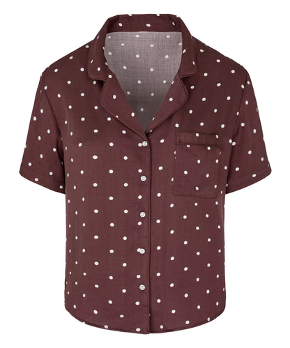 Hunkemoller Deep Mahogany Women Pyjama Jacket Satin SKU: 306180_Deep Mahogany Image 05