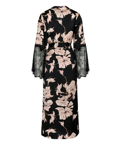 Hunkemoller Caviar Women Kimono Long Satin Lace SKU: 306182_Caviar Image 06
