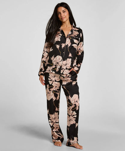 Hunkemoller Caviar Women Satin Jacket Flower SKU: 306184_Caviar Image 03
