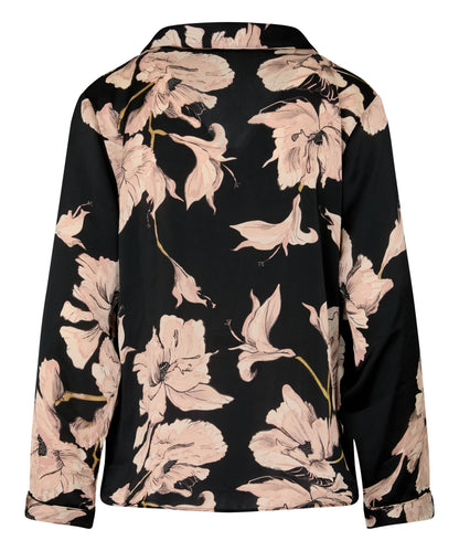 Hunkemoller Caviar Women Satin Jacket Flower SKU: 306184_Caviar Image 06