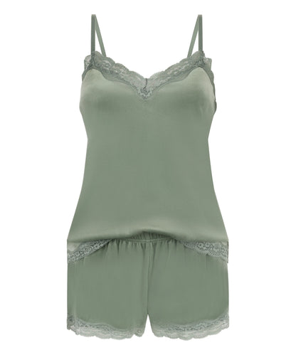 Hunkemoller Dark Olive Women Velours Pyjama Set SKU: 306199_Dark Olive Image 04