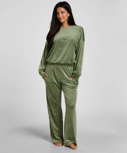 Hunkemoller Dark Olive Women Pyjama Set Velours SKU: 306201_Dark Olive Image 01