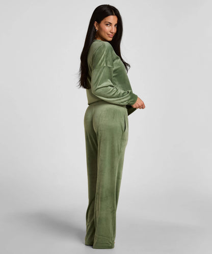 Hunkemoller Dark Olive Women Pyjama Set Velours SKU: 306201_Dark Olive Image 03