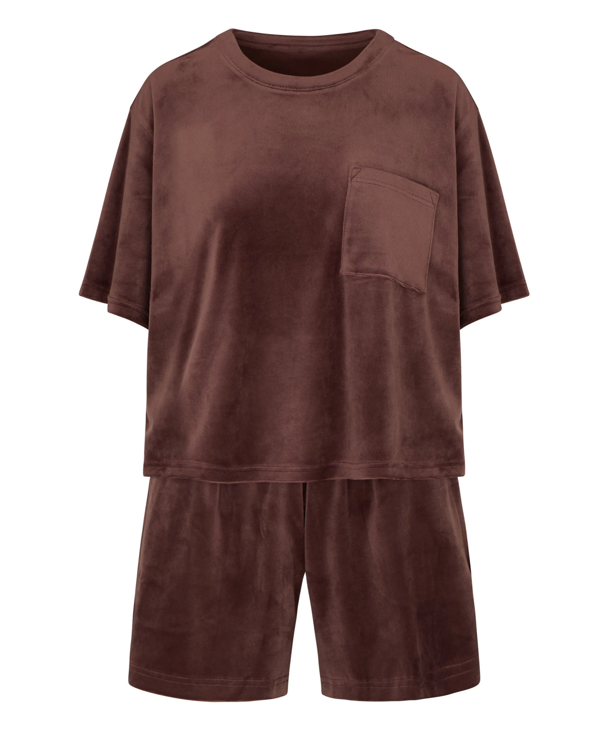 Hunkemoller Deep Mahogany Women Pyjama Set Velours SKU: 306202_Deep Mahogany Image 04