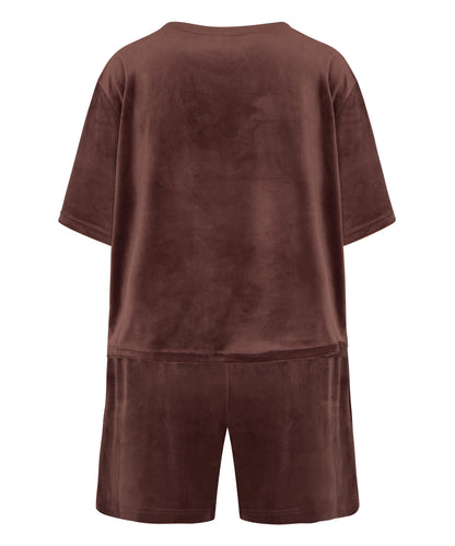 Hunkemoller Deep Mahogany Women Pyjama Set Velours SKU: 306202_Deep Mahogany Image 05
