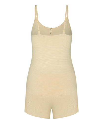 Hunkemoller Vanilla Women Pyjama Set Striped Henley SKU: 306213_Vanilla Image 05